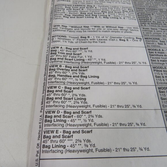 McCalls 3460 Sewing Pattern Fashion Accessories 5 styles Purses, Scarves, Bags - Picture 6 of 10